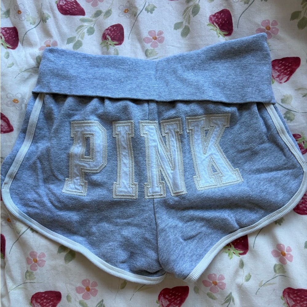 VS PINK heather gray fold over mini shorts